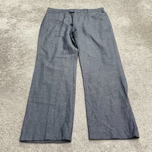 Marks & Spencer Autograph Linen Blend Pants Mens 40L Blue Chambray Straight Leg